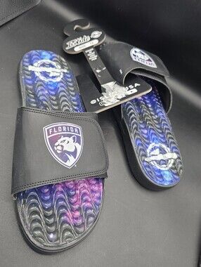 NHL Flordia Panthers Slides Mens Sz 13 Sandals Shoes Grl Cushion Black Islide